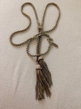 Vintage Gold Tassel Necklace with Dual Chains